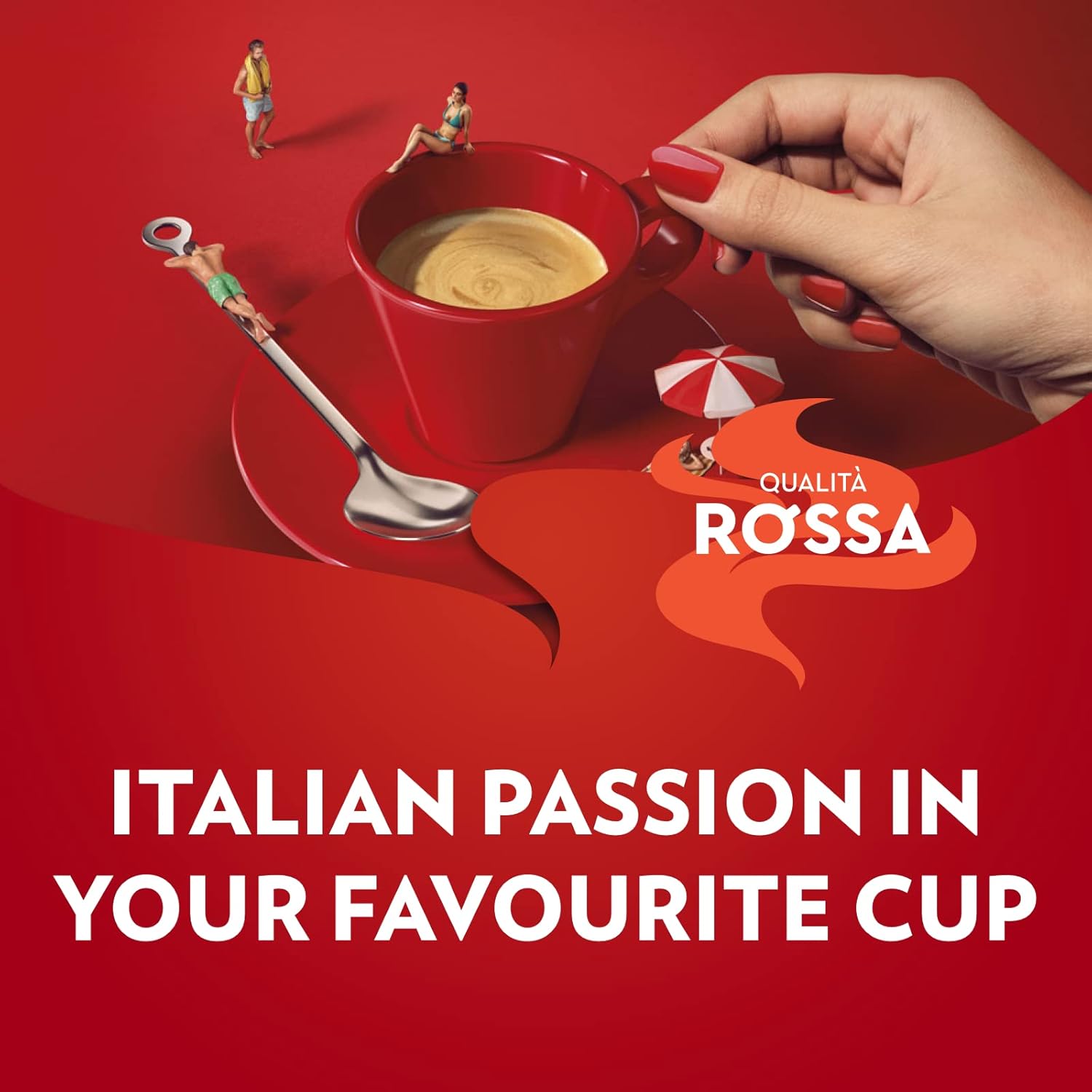 Lavazza, Qualità Rossa, Coffee Beans, Arabica and Robusta, Intensity 5/10, Medium Roasting, 1 Kg