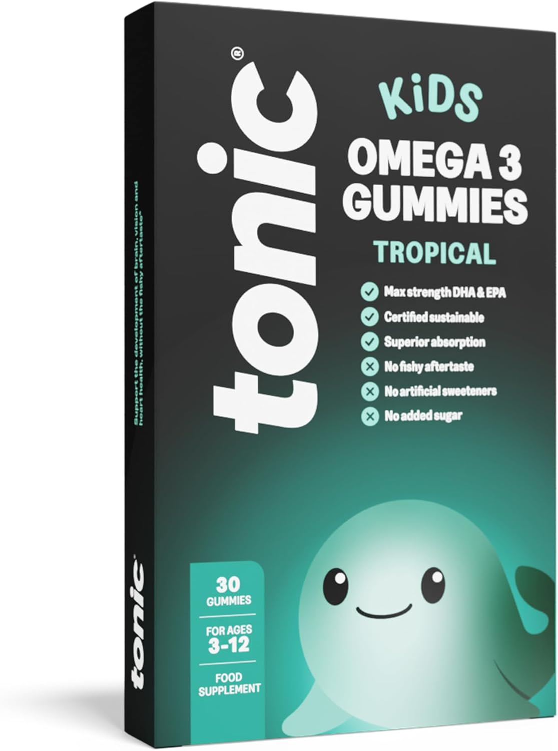 Tonic Health Kids Omega 3 Gummies – 30 Sugar Free Tropical Gummies Max-Strength DHA & EPA Wild-Caught & Sustainably Sourced