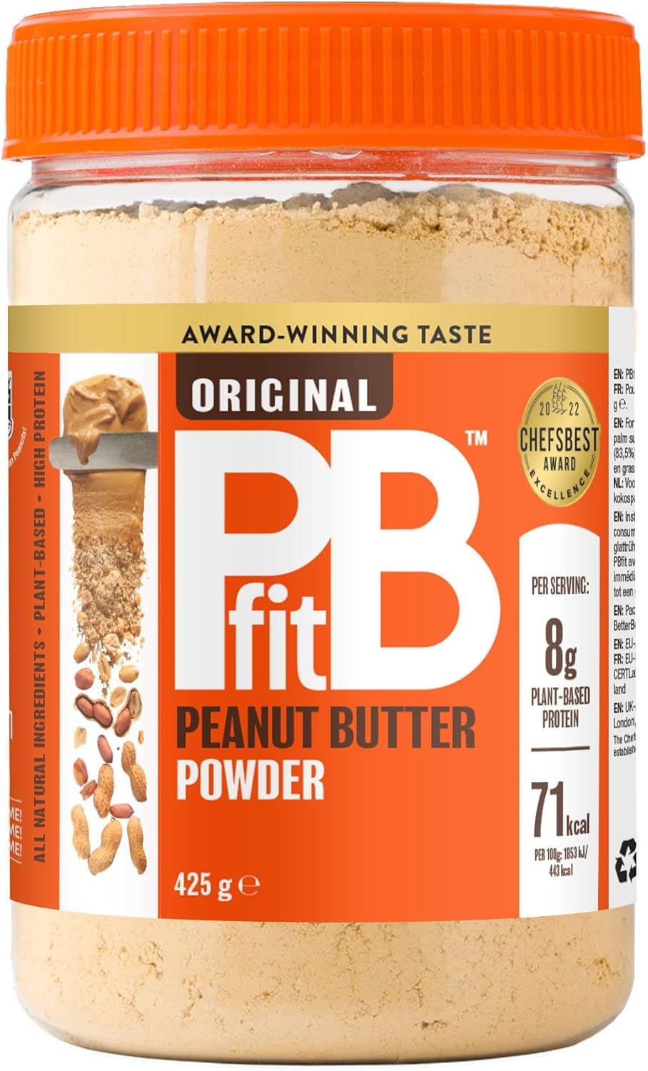 PBfit Peanut Butter Powder - 87% Less Fat, High Protein, Gluten Free Natural Nut Butter Spread - 425g