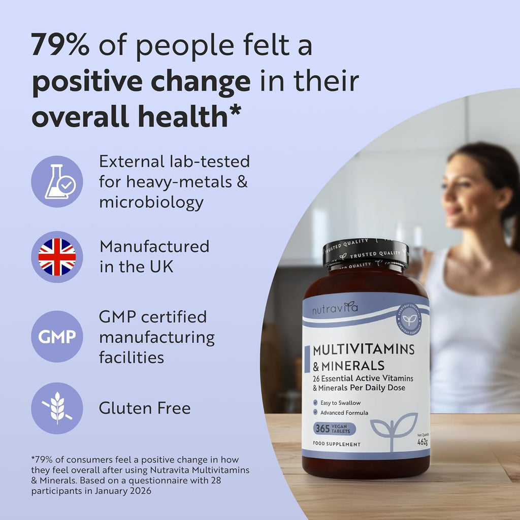 Nutravita Multivitamin - 365 Vegan Tablets - Immune System Support - Multi Vitamins - 26 Essential Active Vitamins & Minerals