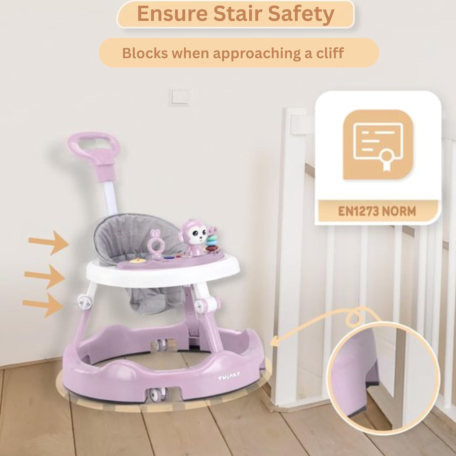 Twinky® Baby Walker with Play Set and Floor Mat – Sturdy Walking Aid with 4 Adjustable Positions – Ideal for Helping Your Child Take Their First Steps