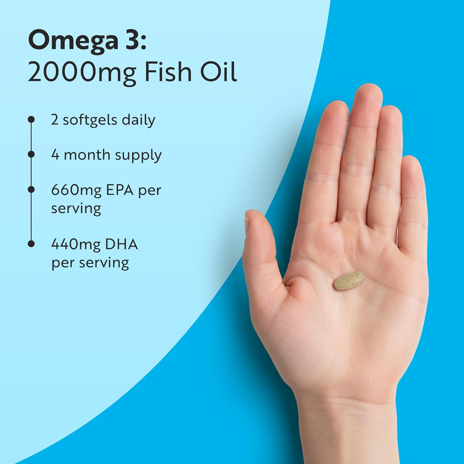 Nutravita Omega 3 Capsules High Strength 2000mg with 660mg EPA & 440mg DHA - 240 Softgel Omega 3 Fish Oil Capsules