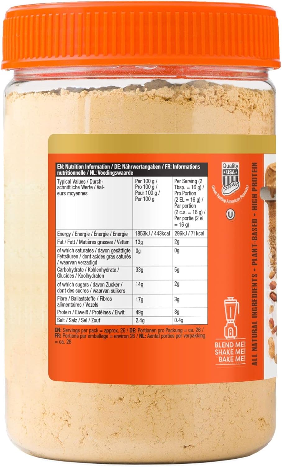 PBfit Peanut Butter Powder - 87% Less Fat, High Protein, Gluten Free Natural Nut Butter Spread - 425g