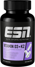 ESN Vitamin D3 + K2, 120 Capsules, for the Immune System, Bones and Blood Production