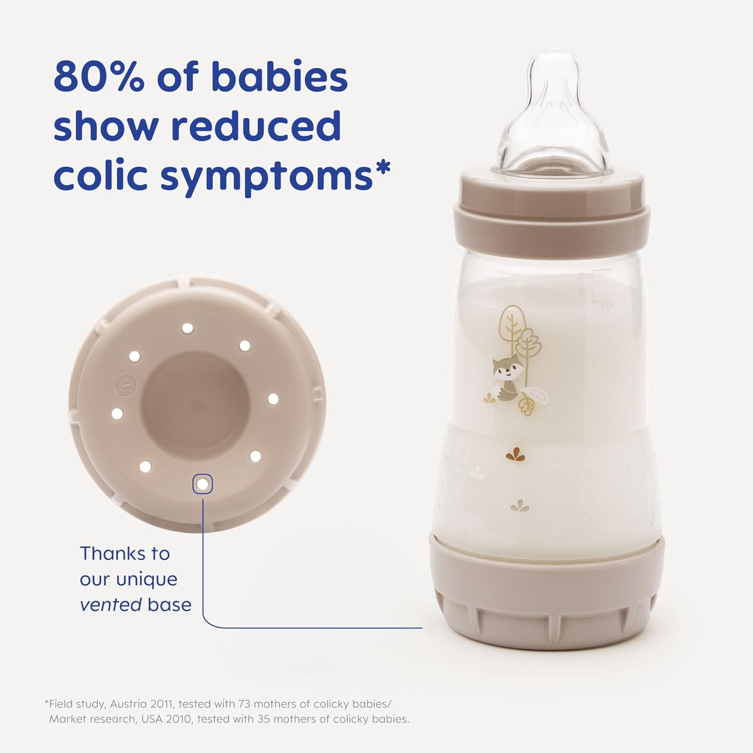 MAM Easy Start Anti-Colic Baby Bottles | 3 Pack (3 x 260) | Self-Sterlising Baby Milk Bottle | Medium Flow MAM Teats Size 2 | Newborn Essentials | Linen (Various Designs)