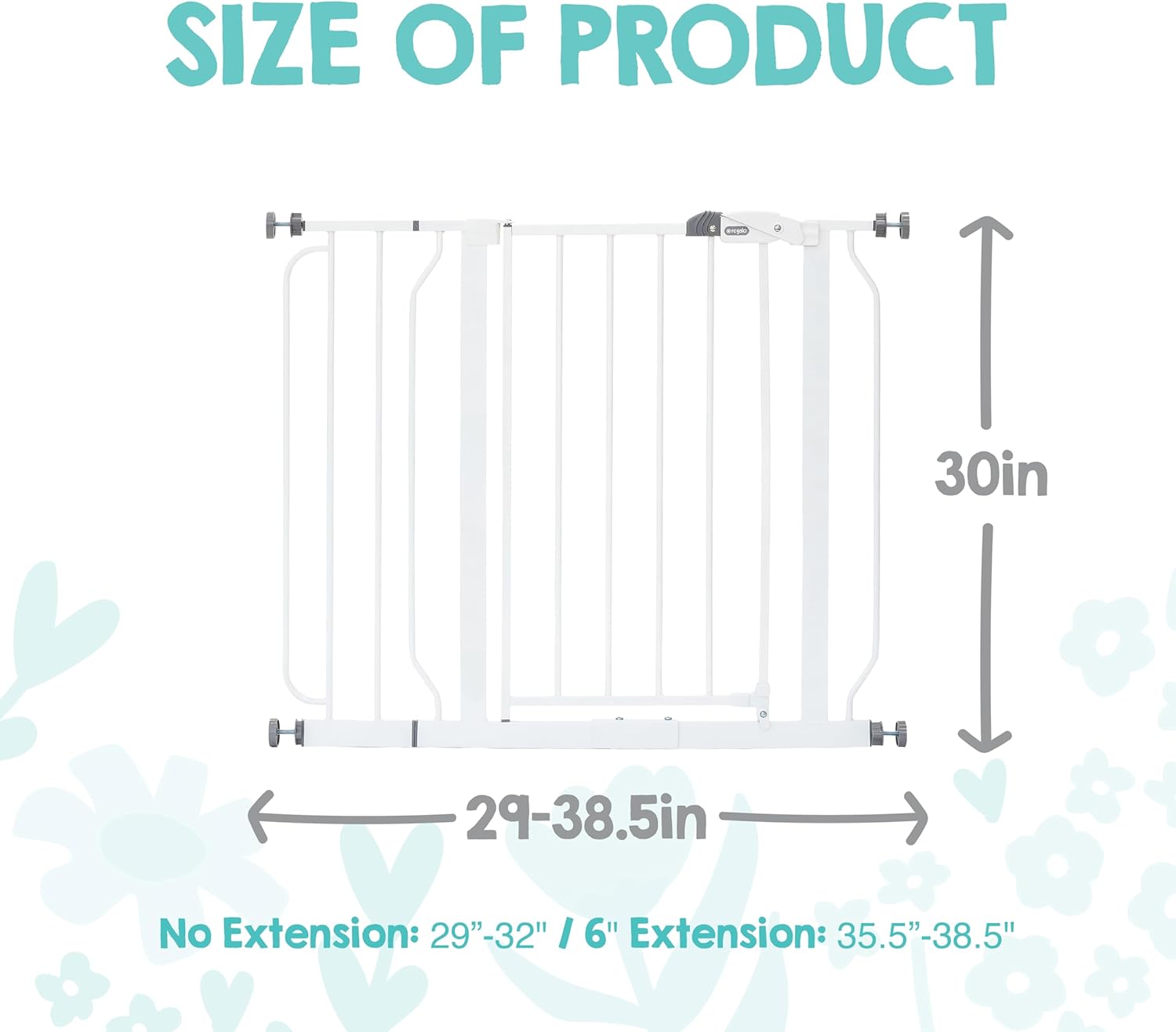 Regalo Safety Easy Step Baby Gate for Doorways & Bottom of Stairs, Fits Openings 73.6-95.5cm (Extension Included) Pressure Mounted for Babies, Toddlers & Pets