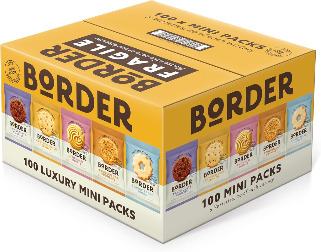 Border Biscuits 100 Packs, Multipacks Box, 5 Flavour Variety