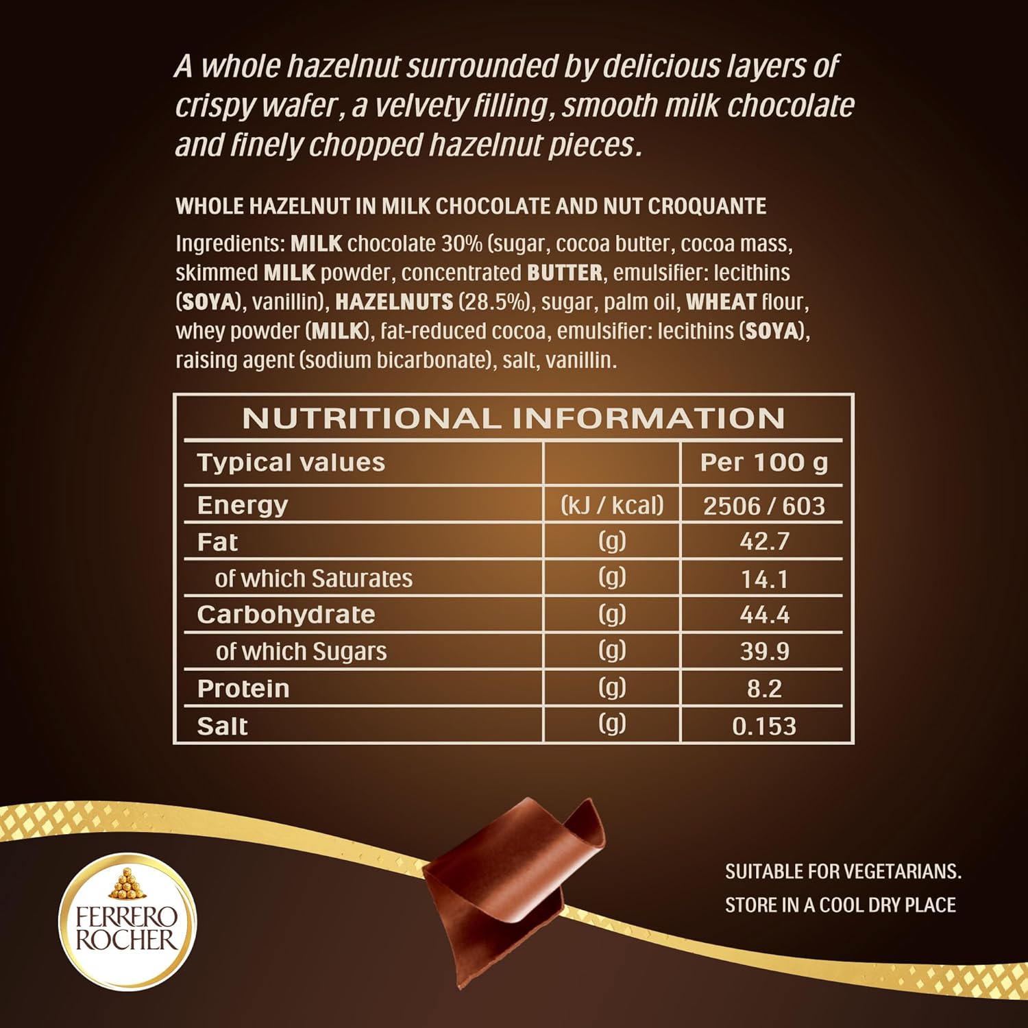 Ferrero Rocher Pralines, Chocolate Gift Box, 42 Pieces (525g)