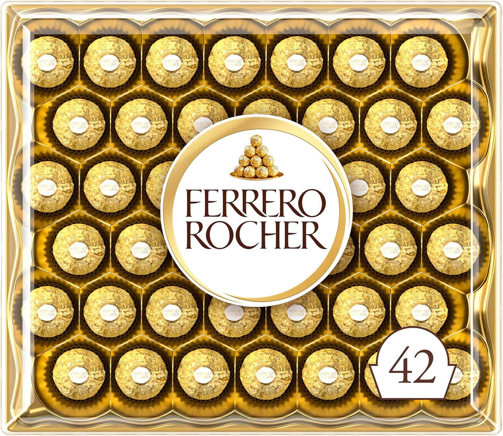 Ferrero Rocher Pralines, Chocolate Gift Box, 42 Pieces (525g)