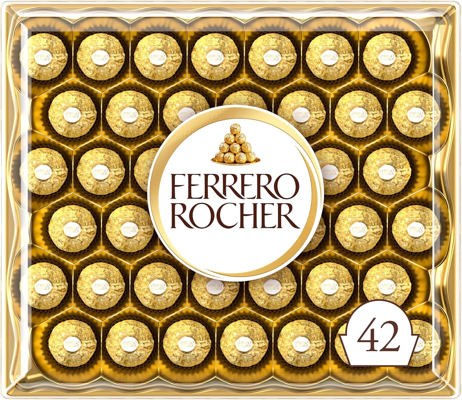 Ferrero Rocher Pralines, Chocolate Gift Box, 42 Pieces (525g)