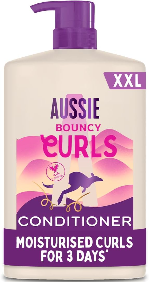 Aussie Bouncy Curls Shampoo 1000ml. Gently Cleanses and Moisturises Wavy and Curly Hair.