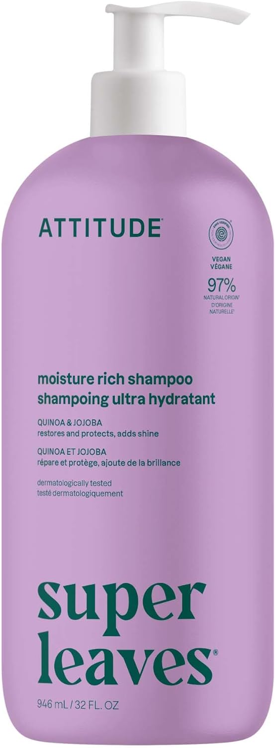 ATTITUDE Moisture Rich Hair Shampoo, EWG Verified, For Dry and Damaged Hair, 946 mL