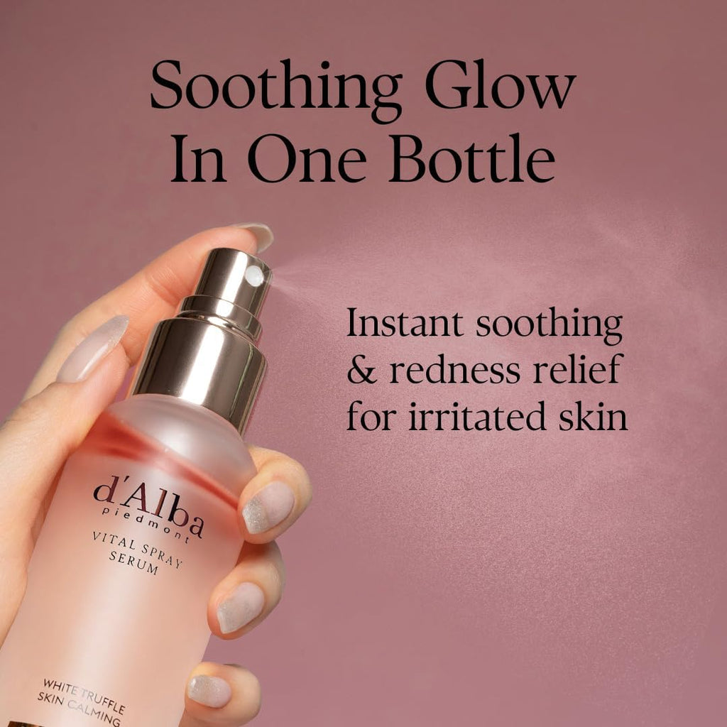 d'Alba Italian White Truffle Vital Spray Serum, vitializing glowy hydrating soothing serum face mist spray, SOS solution for red and sensitive skin serum, Korean skincare