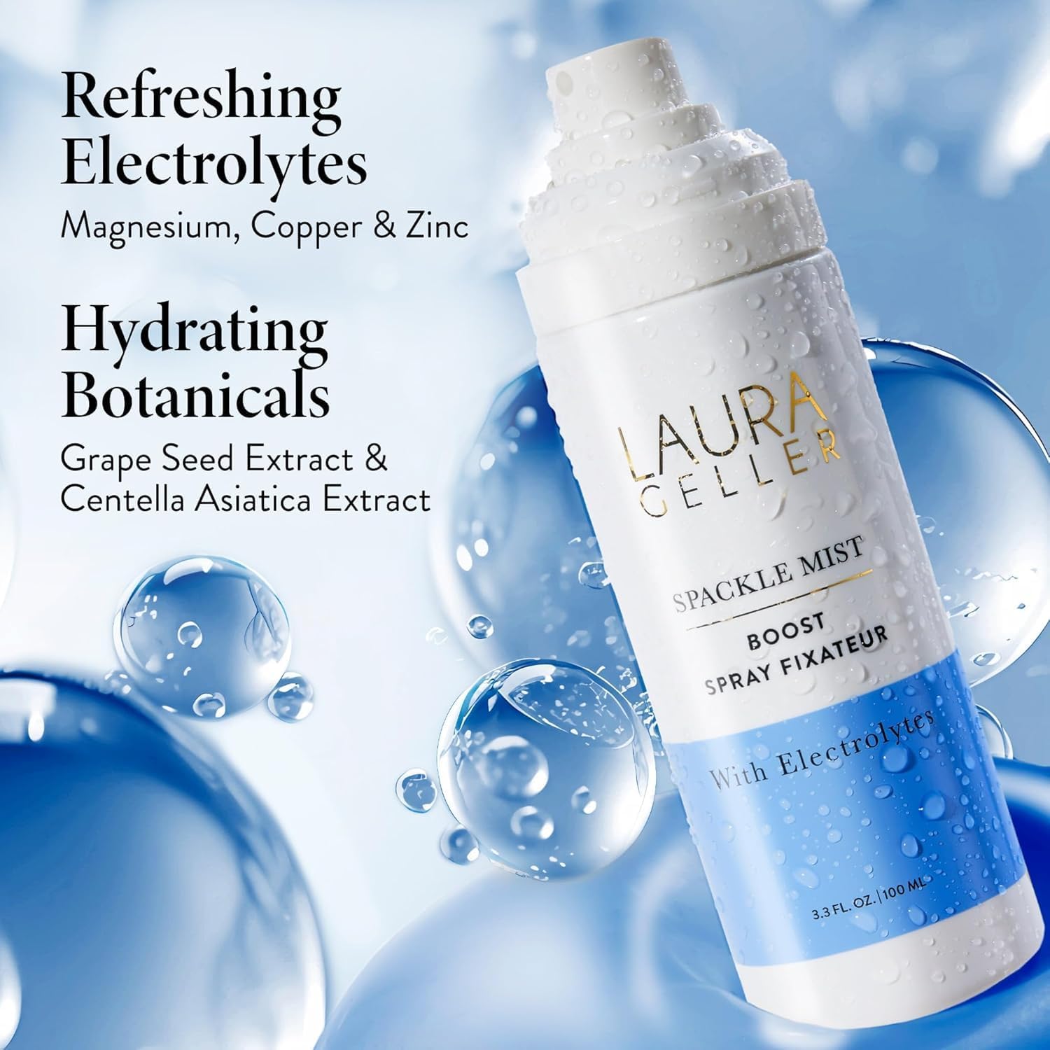 LAURA GELLER NEW YORK Spackle Mist Boost Makeup Setting Spray with Electrolytes - Long-Lasting Setting Spray for Makeup with Hydration and Blue Light Protection