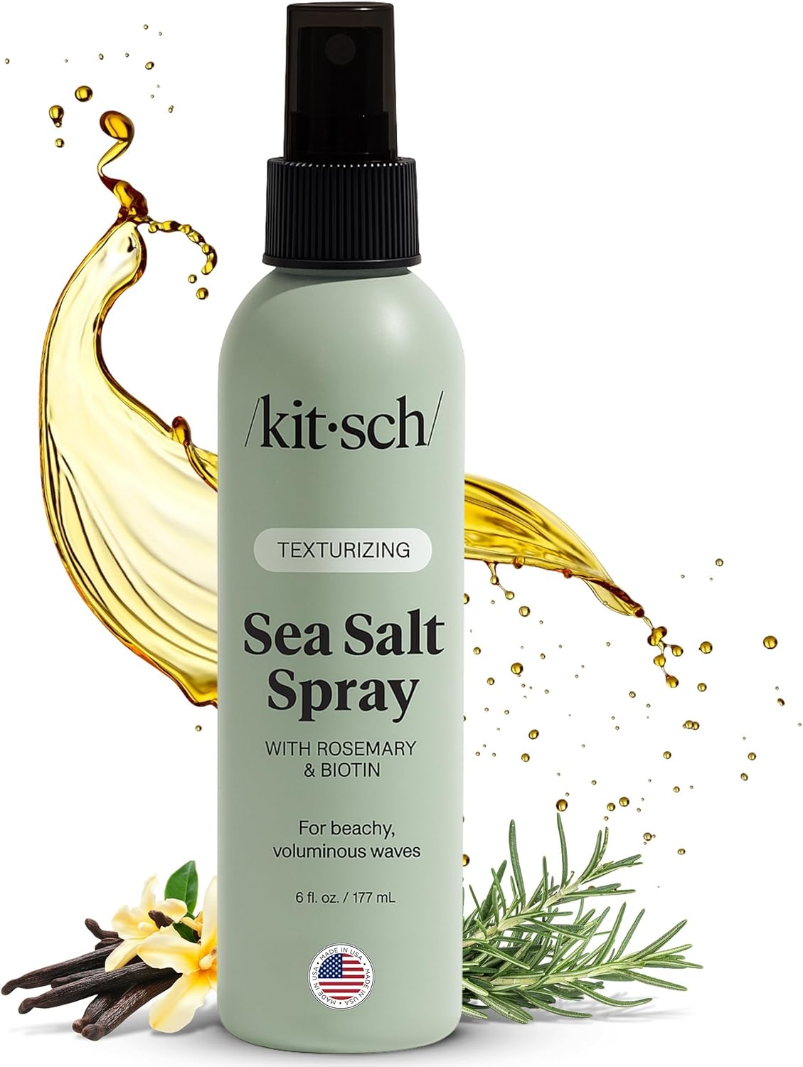 Kitsch Sea Salt Spray for Hair for Men & Women with Rosemary, Biotin, Magnesium | Hair Texturizer | for Natural Curls and Beach Waves | 177 ml