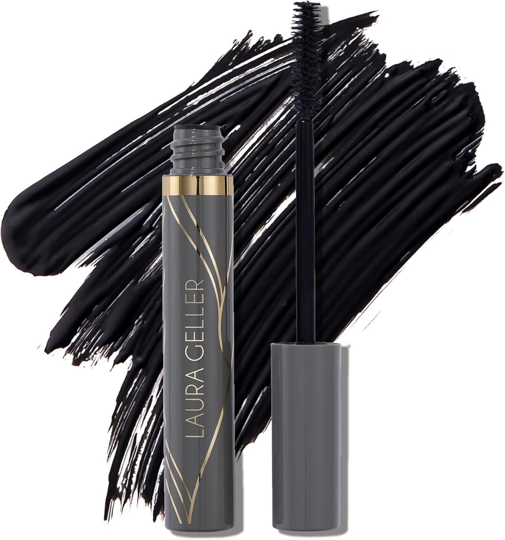 LAURA GELLER Always There Waterproof Lengthening Mascara in Black | - Lengthening, Defining, Curling, Buildable Formula Eye Makeup- Innovative Lengthening Brush- 1 count
