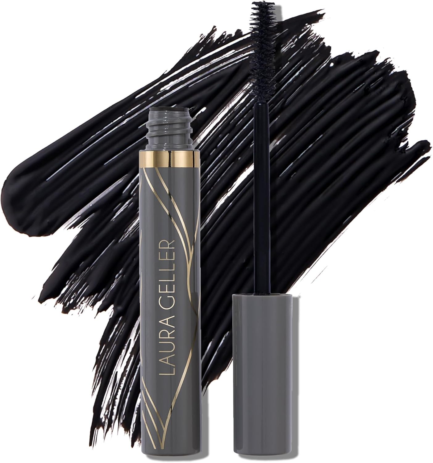 LAURA GELLER Always There Waterproof Lengthening Mascara in Black | - Lengthening, Defining, Curling, Buildable Formula Eye Makeup- Innovative Lengthening Brush- 1 count