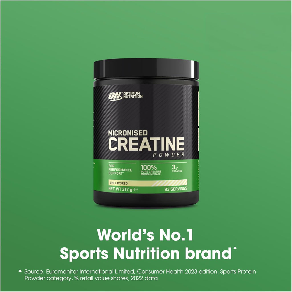 Optimum Nutrition Micronised Creatine Monohydrate Powder, Creatine, Unflavoured, Supplement to Improve Strength and Muscle Performance, Pre and Post Workout, 634 g, 186 Servings